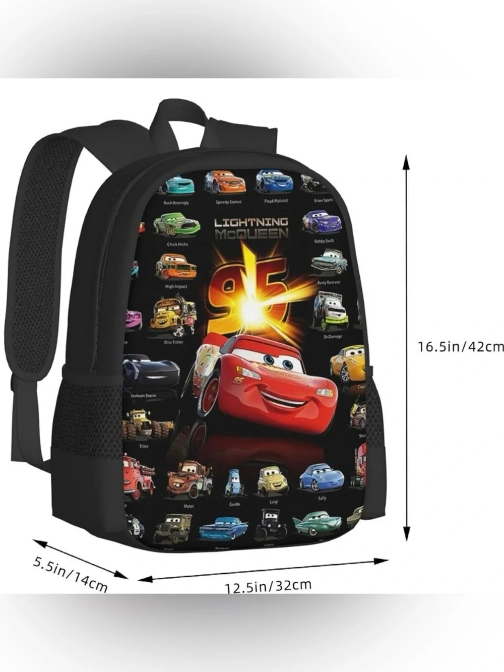 3 pc Cars 95 Lightning McQueen School Backpack, Lunch Box/Bag & Pencil Case New!